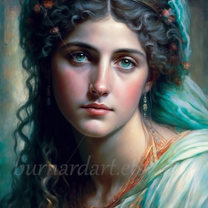 Safo Descarga digital - La décima musa La poetisa Poeta griego arcaico - Mitología griega - AI Art Print Imagen imprimible foto de stock PNG