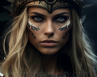 Viking Warrior Woman With War Paint Digital Download - Etsy