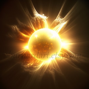 Solar Flares Digital download - Sun Astrology Astronomy Atmosphere Zodiac - AI Art Print Printable Image stock photo PNG