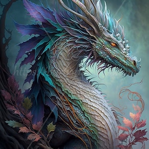 Dragon Digital download - Mythical Medieval Serpents Dragons - AI Art Print Printable Poster Image Stock photo PNG