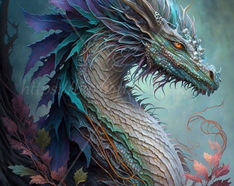 Dragon Digital download - Mythical Medieval Serpents Dragons - AI Art Print Printable Poster Image Stock photo PNG