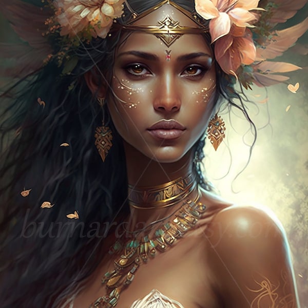 Exotic Indian Princess Digital download - Fantasy - AI Art Print Printable Poster Image stock photo PNG