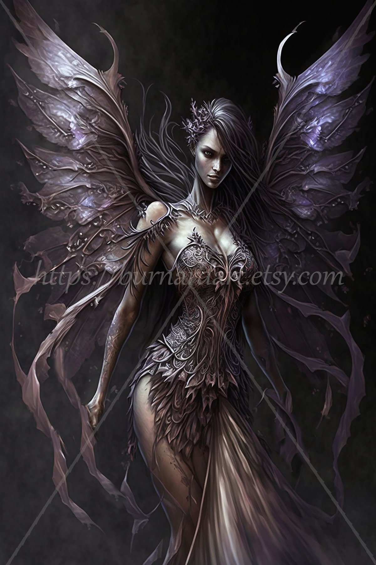 Dark Fairy Digital Download Gothic Fantasy AI Art Print Printable