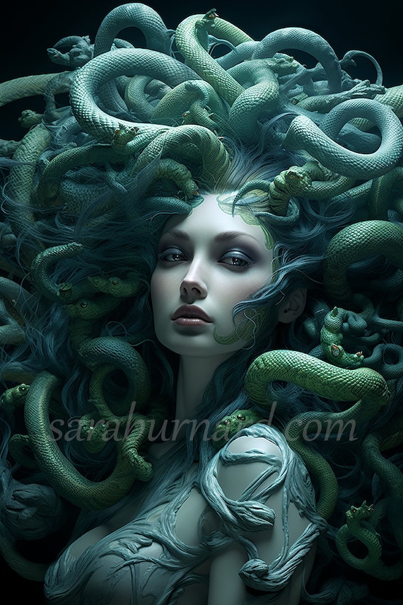 Medusa Digital Download Greek Mythology Gorgon AI Art Print