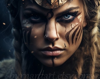 Viking Warrior Woman With War Paint Digital Download - Etsy