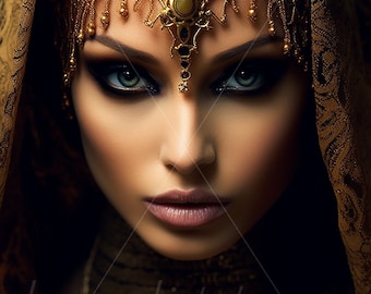 Arabian Princess Digital download - Fantasy - AI Art Print Printable Poster Image stock photo PNG