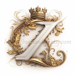 Download digital - Letra Z Coroa em fundo esbranquiçado Iniciais do alfabeto Monograma - AI Generated Art Print Imagem para impressão Foto stock PNG