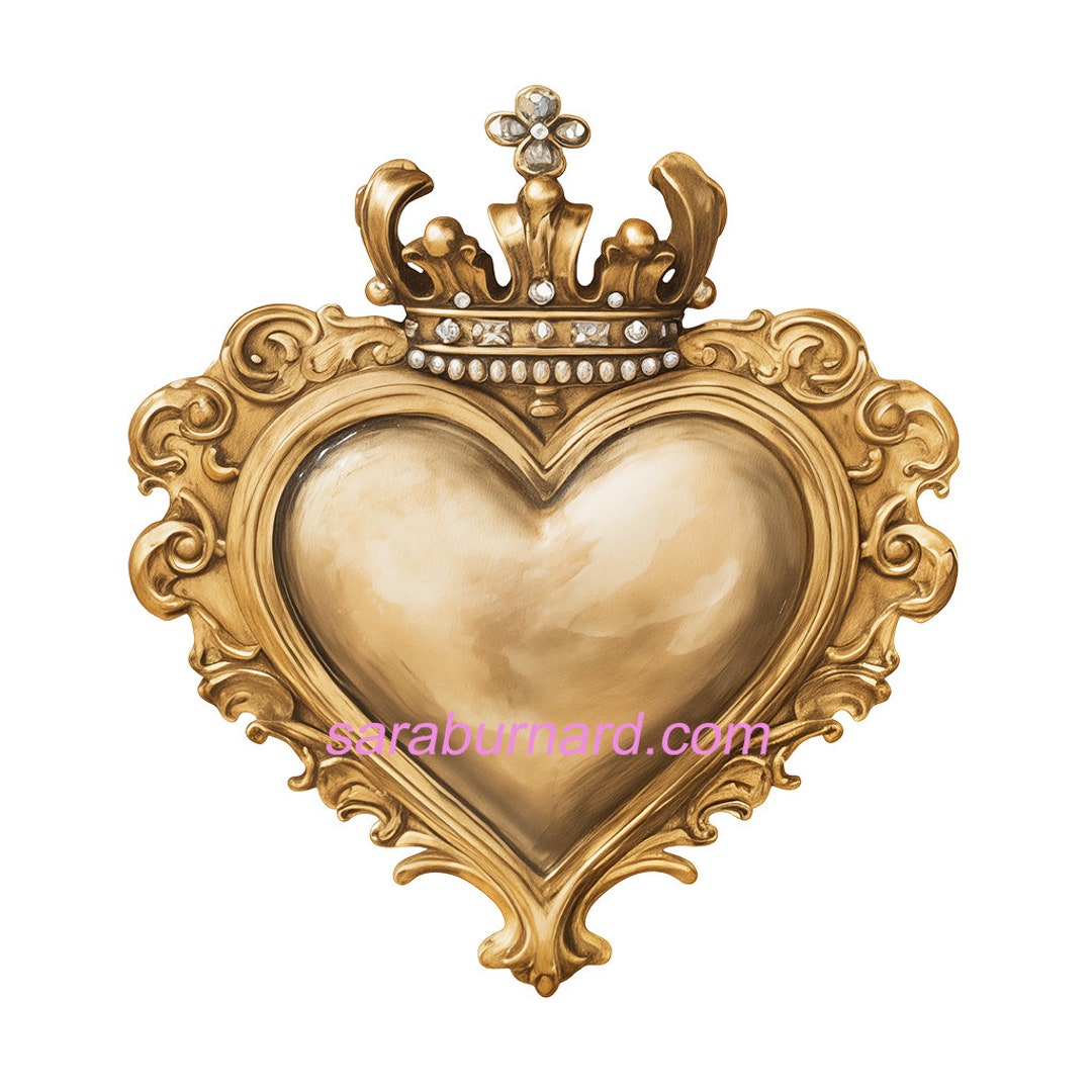 Gold Heart Digital Download - Transparent Background PNG - Wedding ...
