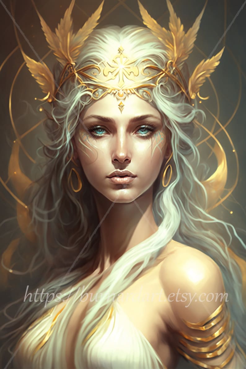 Hera Digital download Goddess of marriage, women and family Greek Mythology AI Art Print Printable Image stock photo PNG image 1