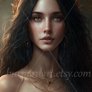 Phoebe Digital download - Bogini Przepowiedni - Mitologia Grecka - AI Art Print Wydrukuj obraz stockowe zdjęcie PNG