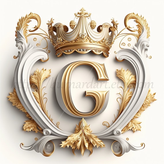 Buy Digital Download Letter G Crown on Whitish Background Alphabet 