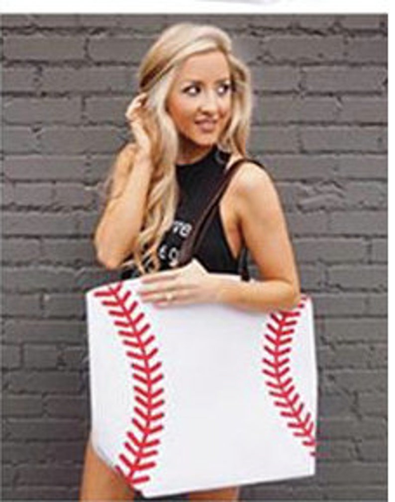 Personalized Baseball Softball LARGE Canvas Tote Bag Monogram Etsy