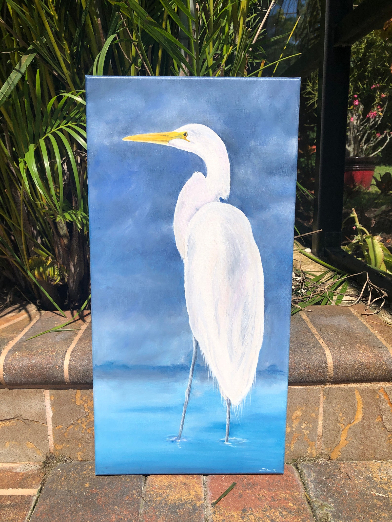 White Heron Oil Painting on Canvas Etsy