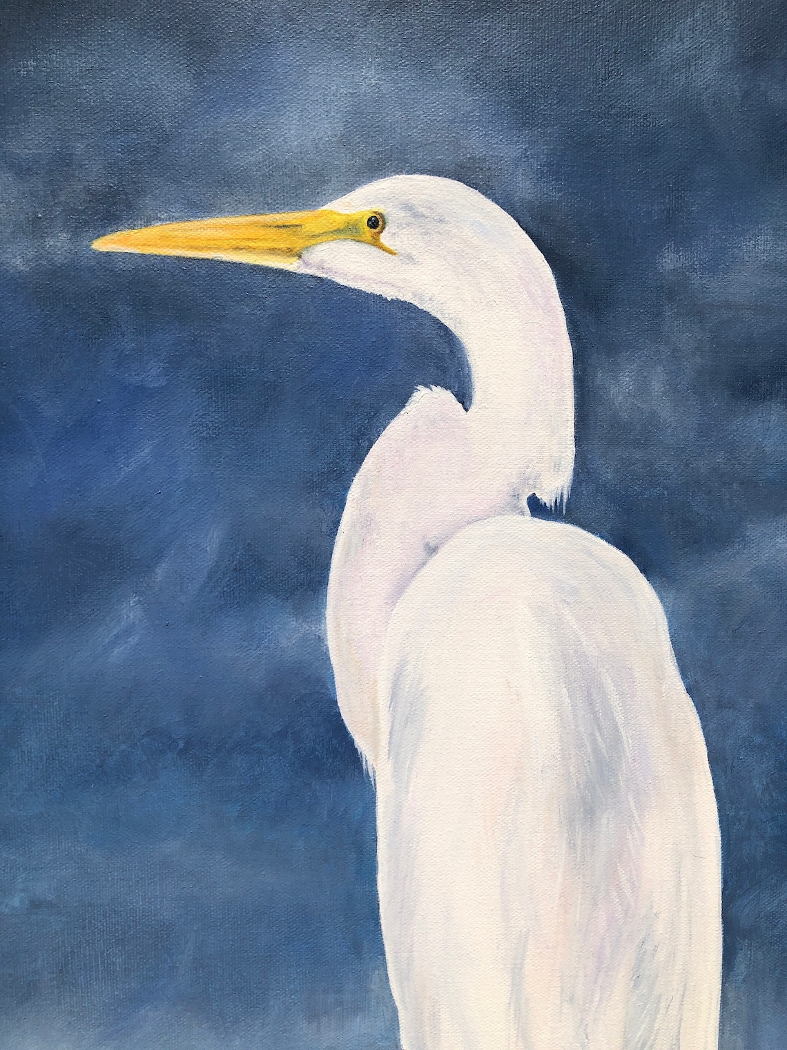 White Heron Oil Painting on Canvas Etsy