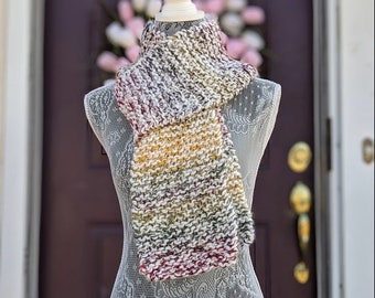 Rainbow Handmade Knit Scarf