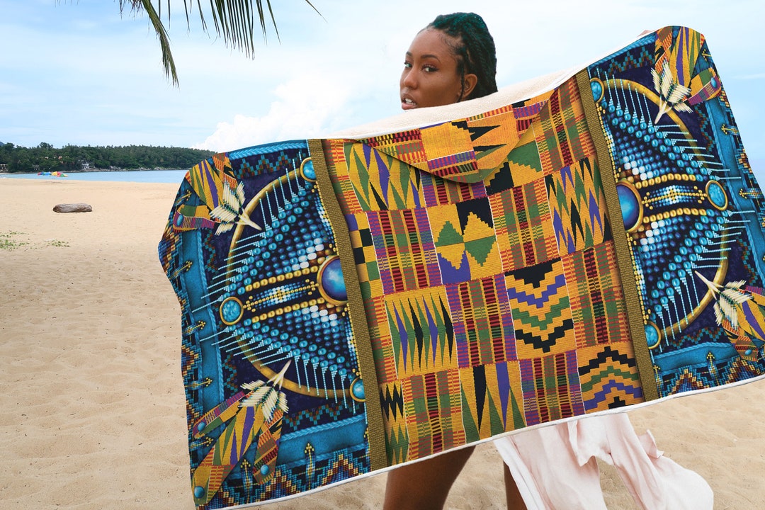 Beaded Ghana Kente Pattern Hooded Blanket Etsy