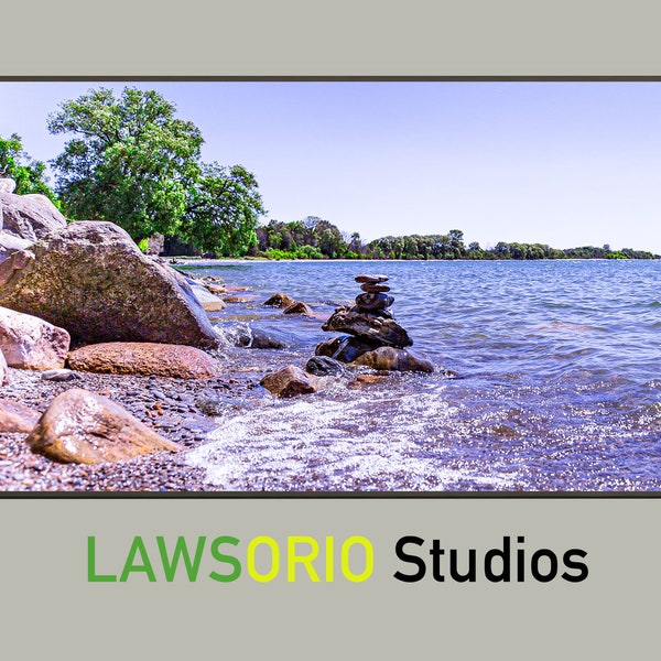 Samsung Frame TV Art - Lake Ontario - Stacked Rocks - Downloadable art for TV