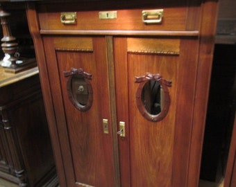 Antique Vertiko Art Nouveau walnut high chest of drawers