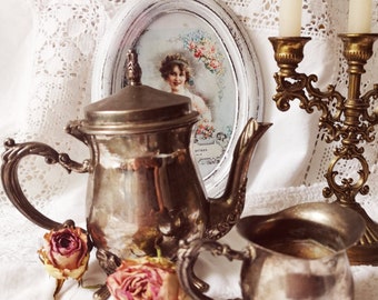 Antique coffee set, tea set, coffee house silver, hotel silver