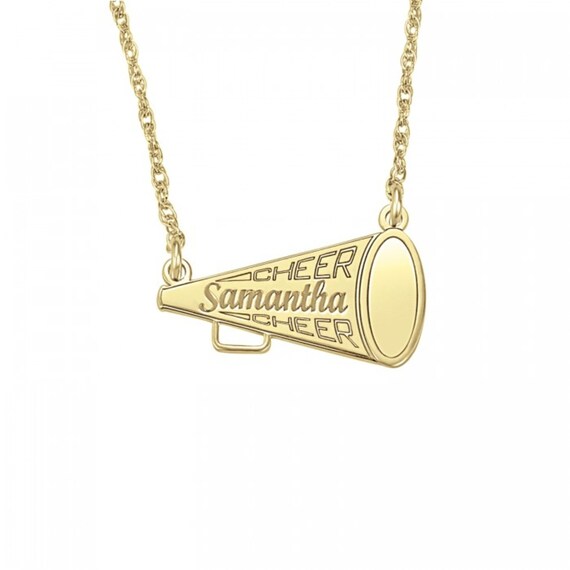 Gold Plated Megaphone Necklaces With Name Cheerleader Etsy