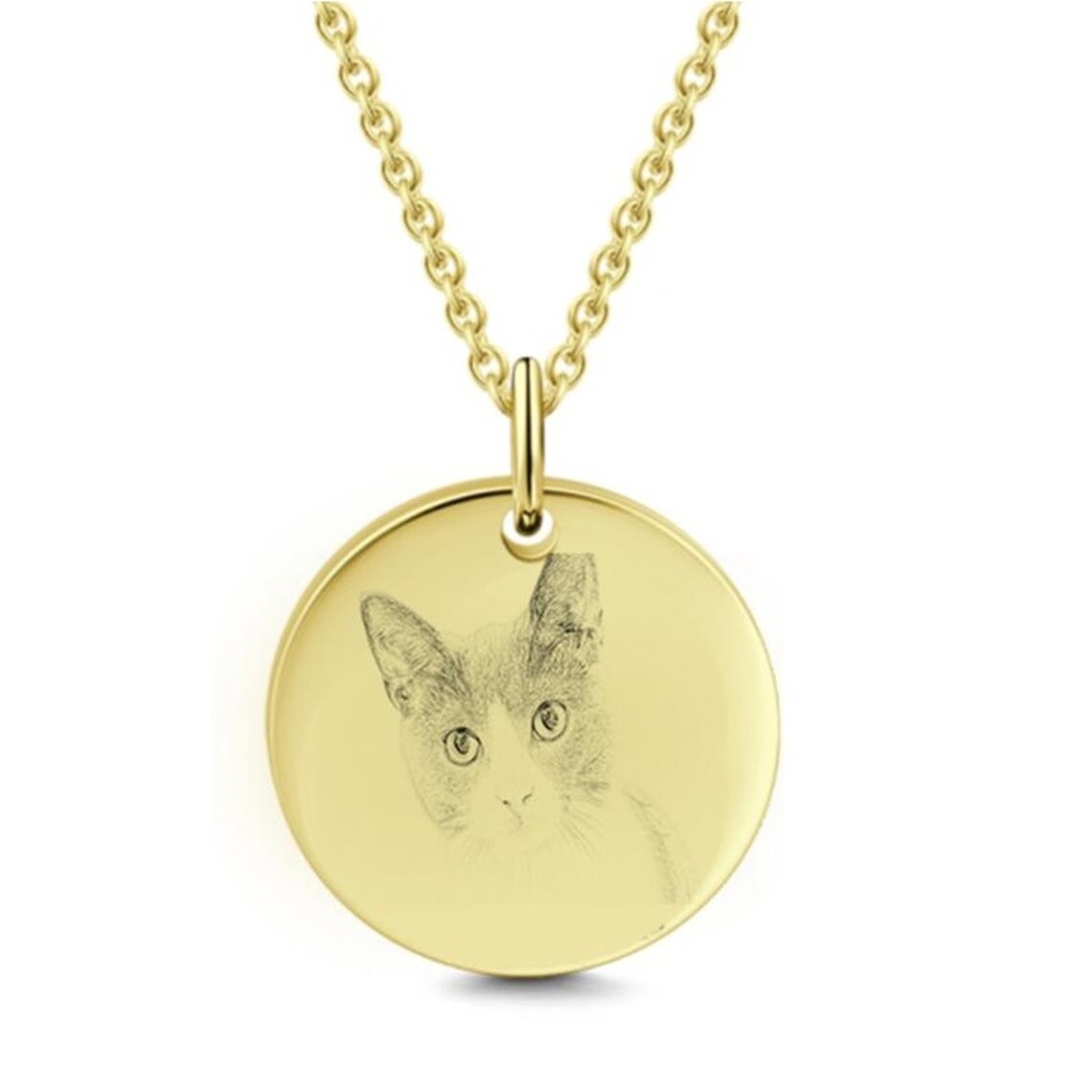 Custom Cat Picture Necklace Gold Plated Cat Memorial Pendant Etsy