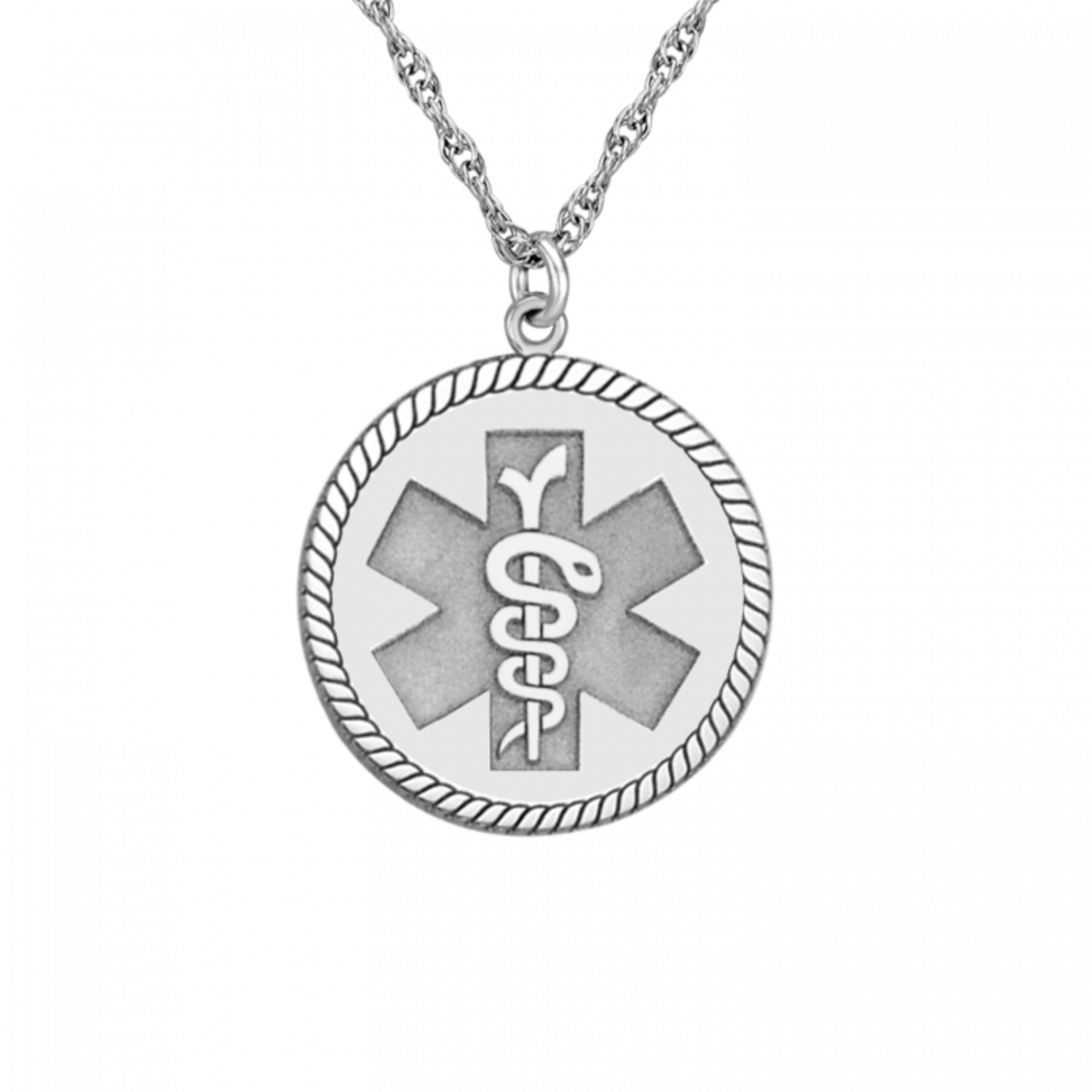 Sterling silver Medical ID Necklace Engraved Medical Alert Etsy