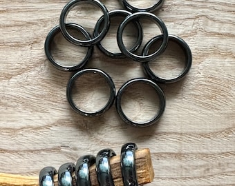 Domed Hematite Rings, clearance Imperfect Stone Rings (Sizes 5-12+)
