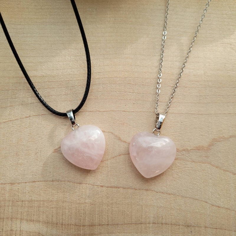Framed Heart Necklace-Rose Quartz