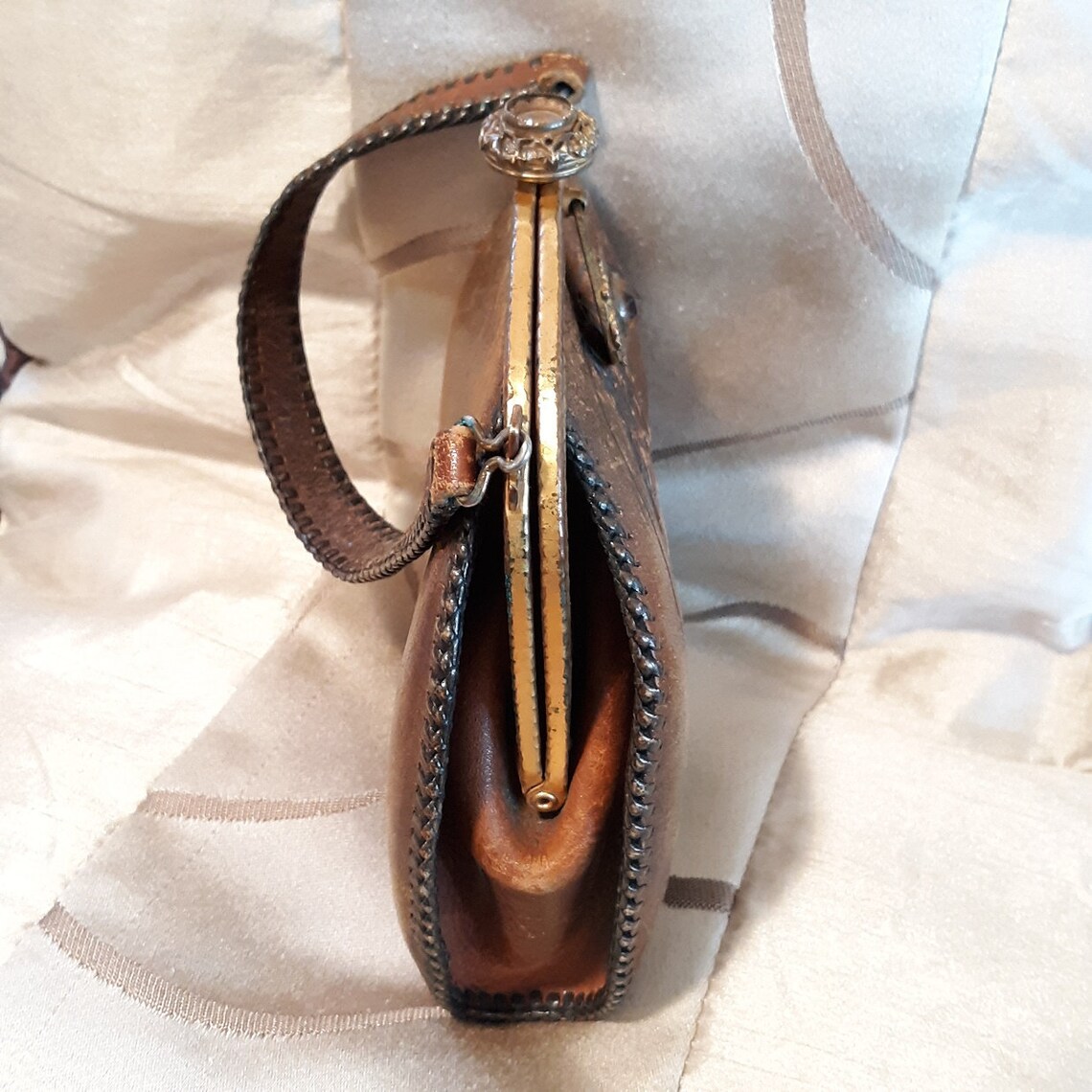 Vintage Justin Leather Tooled Purse with Suede Lining and Etsy