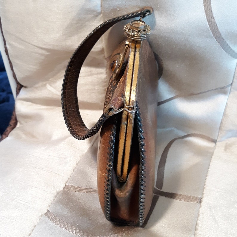 Vintage Justin Leather Tooled Purse with Suede Lining and Etsy