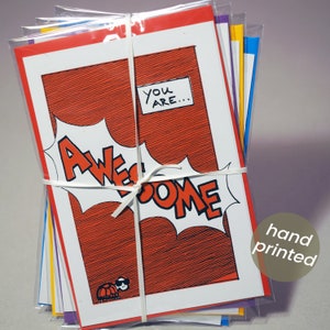 Biglietti pieghevoli COMIC LETTERING* - pacco da 4