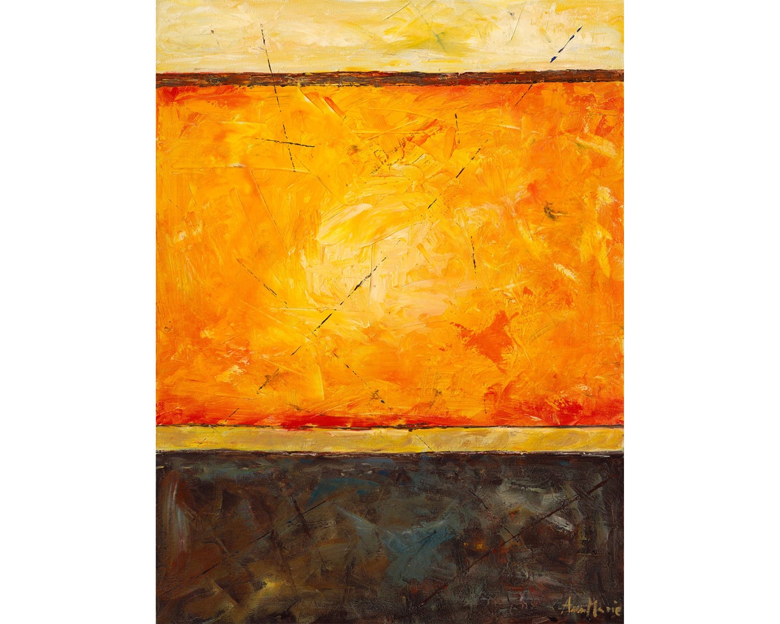 Print on Canvas Large Abstract Canvas Art Wall Art Yellow Etsy