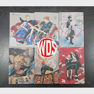 May include: Six manga books with colorful illustrations. The covers feature couples in various settings, with titles like "Veil" and "Kotteri". The artwork includes figures in formal attire and romantic scenes, with a prominent "WDS" sticker.