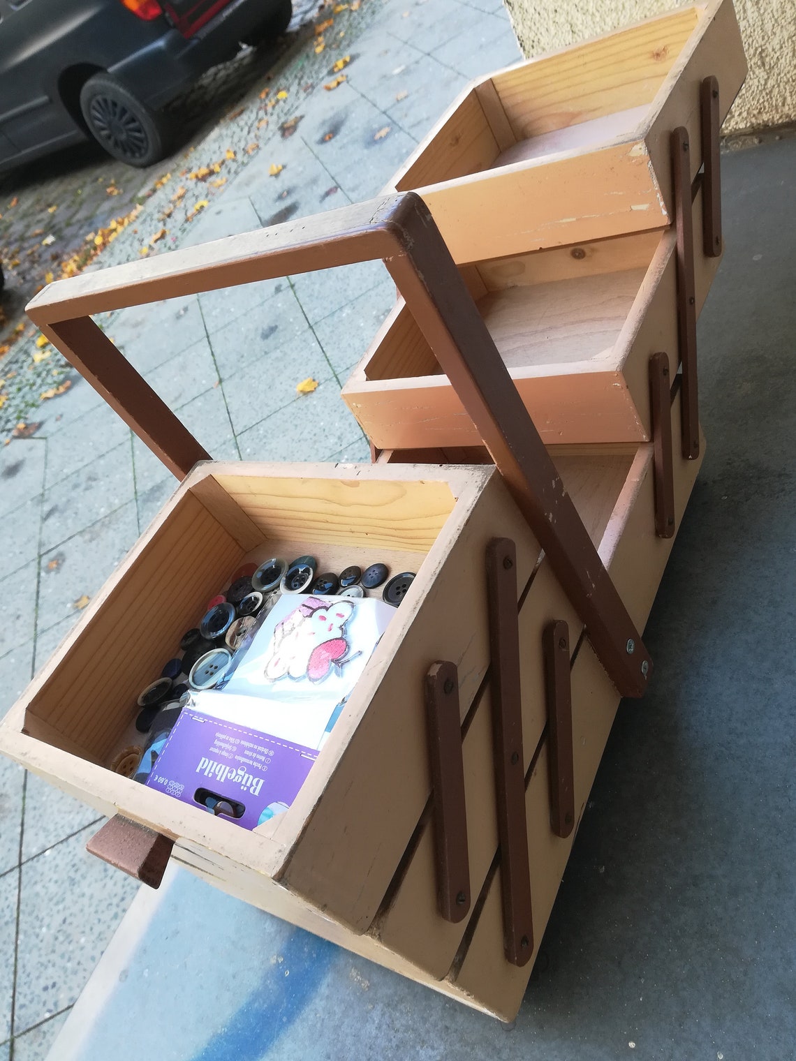 Caja de coser en mal estado madera | Etsy