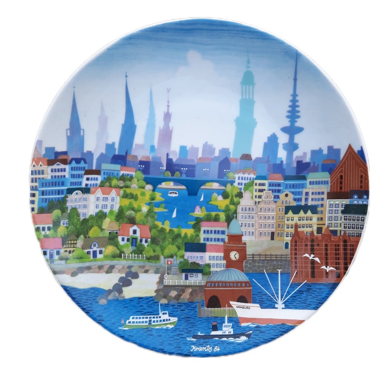 Porcelain wall plate Otto Versand Hamburg City image 1