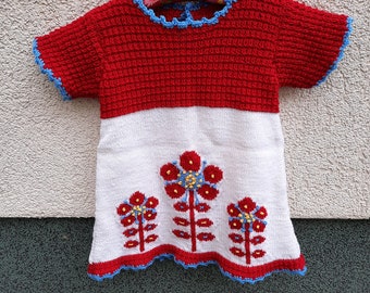 Dress hand knitted * flowers