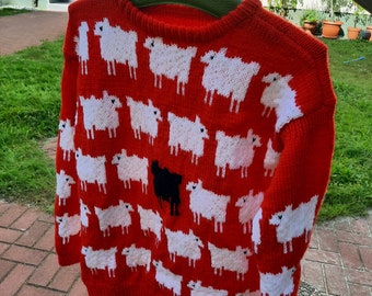 vintage sweater * hand-knitted sheep