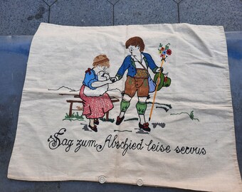 vintage Kissenbezug * bestickt