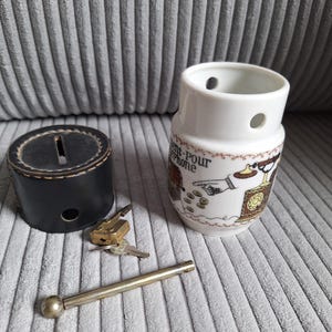 vintage money box * decorated with lock