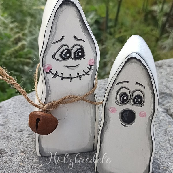 Two cute Halloween ghosts, hand-painted unique pieces