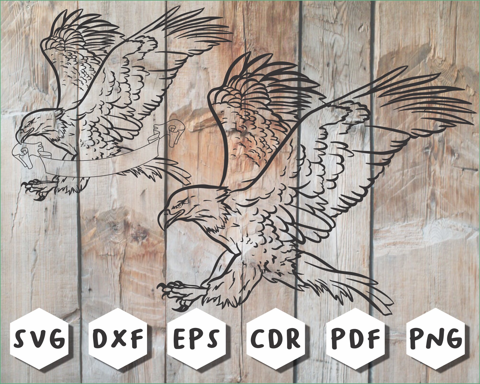 Bald Eagle With Banner SVG and CNC Cutting Files - Etsy