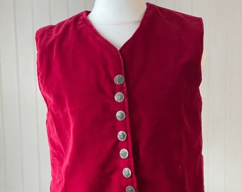 Red Pirate Tunic - Luxury Cotton Velvet - Long Line Waistcoat - Boy/Girl dressing up