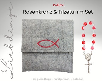 10er Rosenkranz mit Täschchen Filz FISCH