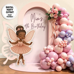 BIG CUTOUT Ballerina Girl  Decoration Ballet Prop Ballerina in Pink Tutu Stand Up Cutout Girl Birthday Life Size Cutout Png & A4 PDF Tiles