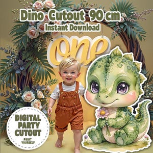 Jurassic park Printable Baby Dinosaur Cutout – Green Watercolor Dino Party Decoration, Birthday Backdrop, Baby Shower, cardboard cutout