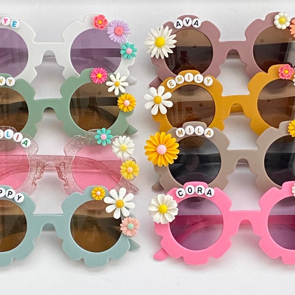 Personalized Flower Sunglasses | Girls Flower Sunglasses | Custom Name Sunglasses | Sunnies for Kids | Toddler Glasses | More Colors