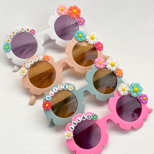 Childrens Personalized Sunglasses | Girls Flower Sunglasses | Custom Name Sunglasses | Sunnies for Kids | Toddler Glasses