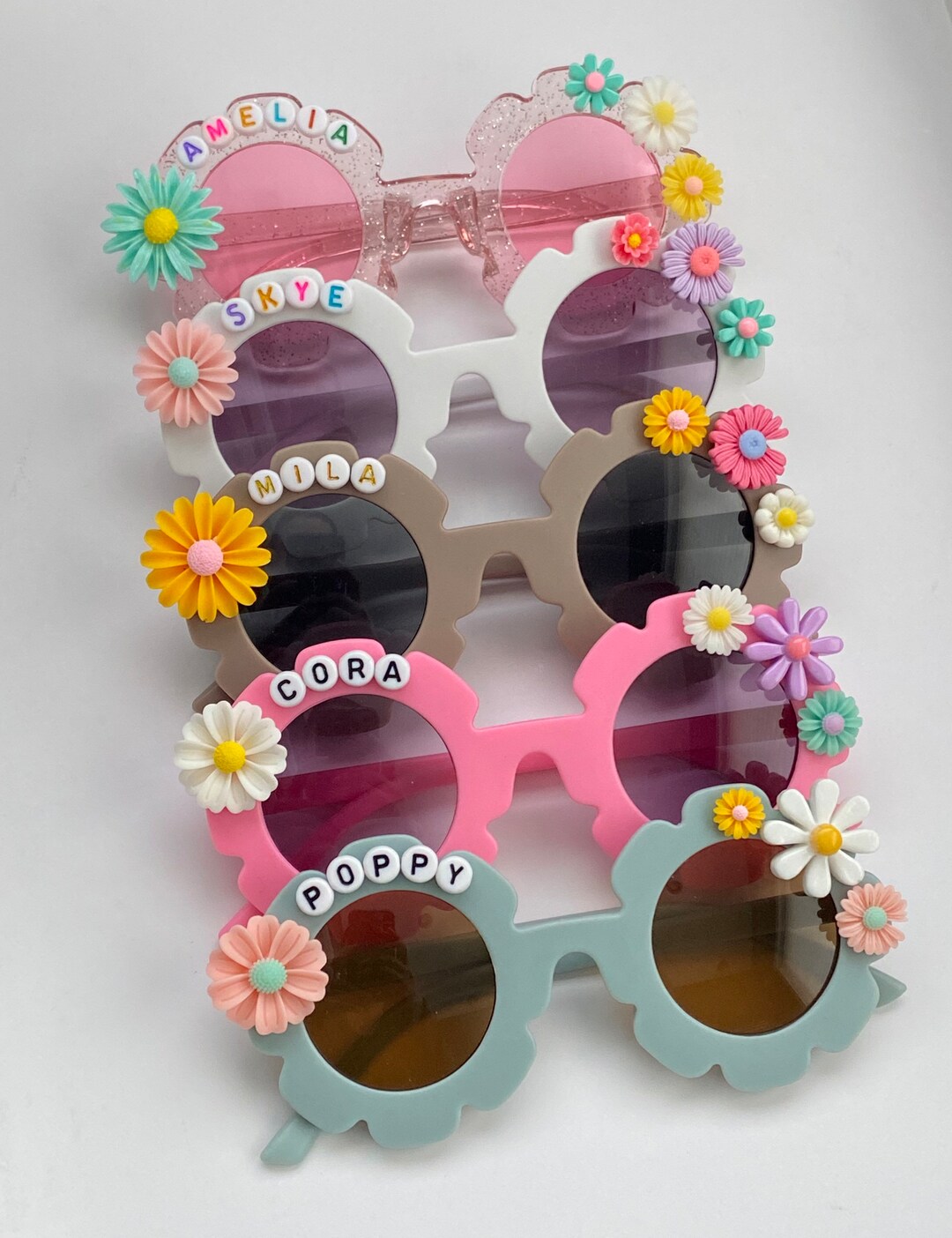 Personalized Flower Sunglasses Girls Flower Sunglasses Etsy