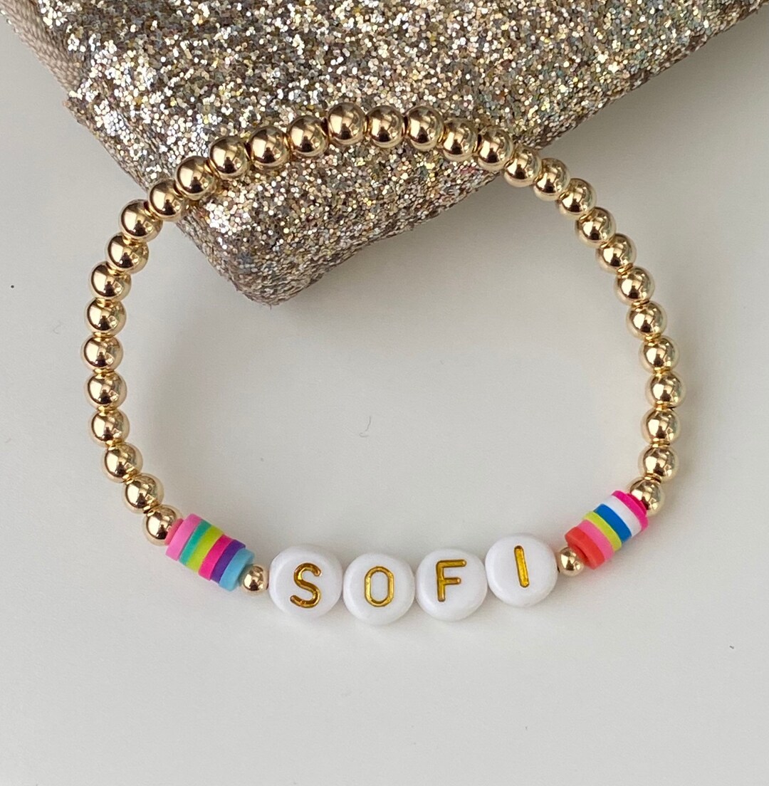 14k Gold Filled Name Bracelet | Custom Beaded Bracelet | Personalized ...