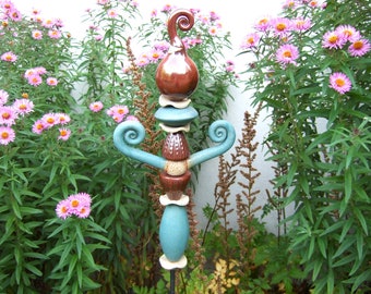 Parterre de jardin céramique argile stèle bouchon turquoise rouge marron BALANCE